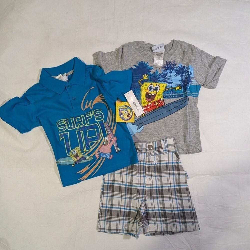 rare 2015 SpongeBob squarepants Nickelodeon 2T 3 Piece set outfit Bundle NWT